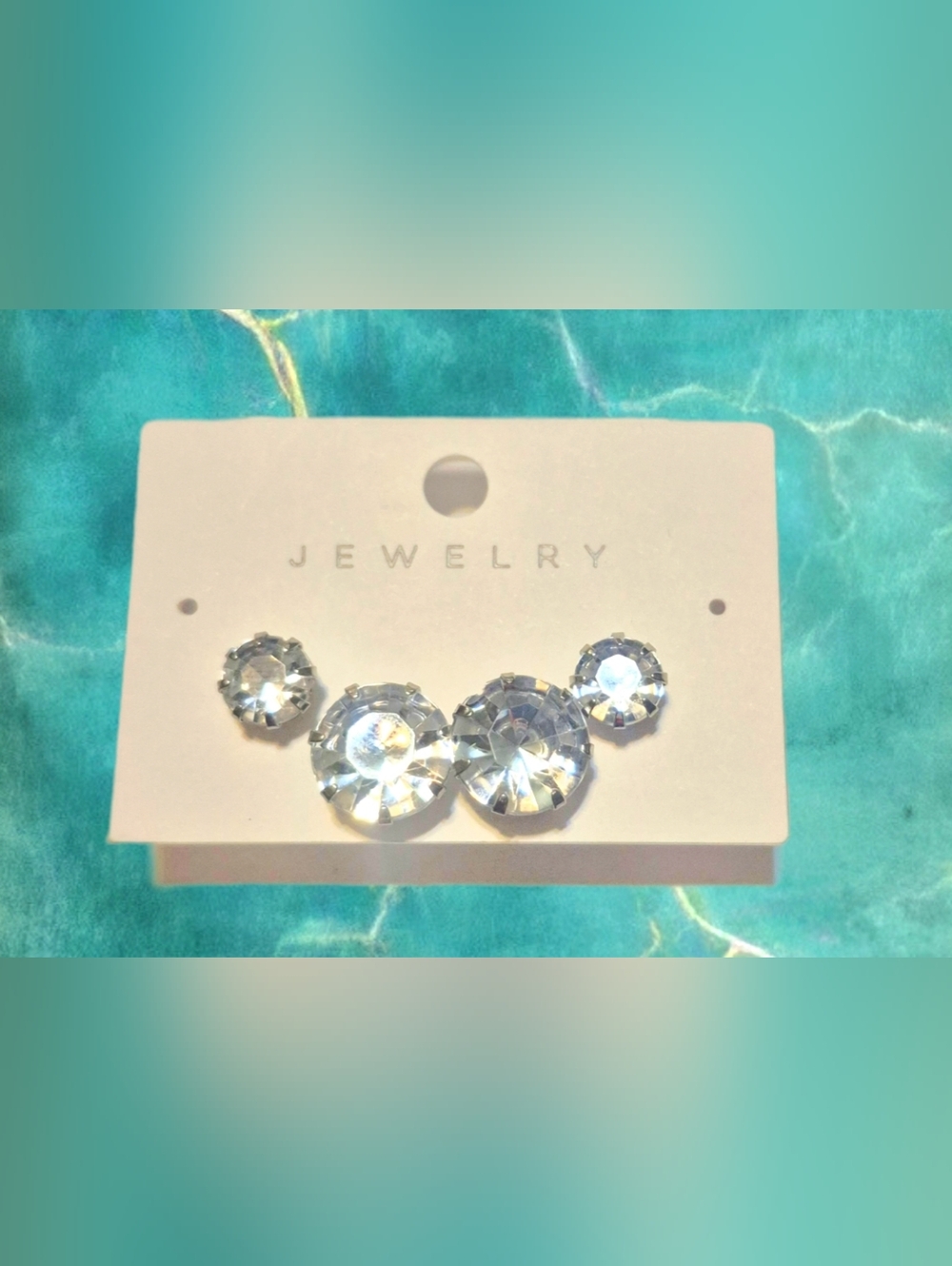 Crystal Statement Earrings NWT Clear Rhinestone Crystal Stud Earrings Set 2 Pair